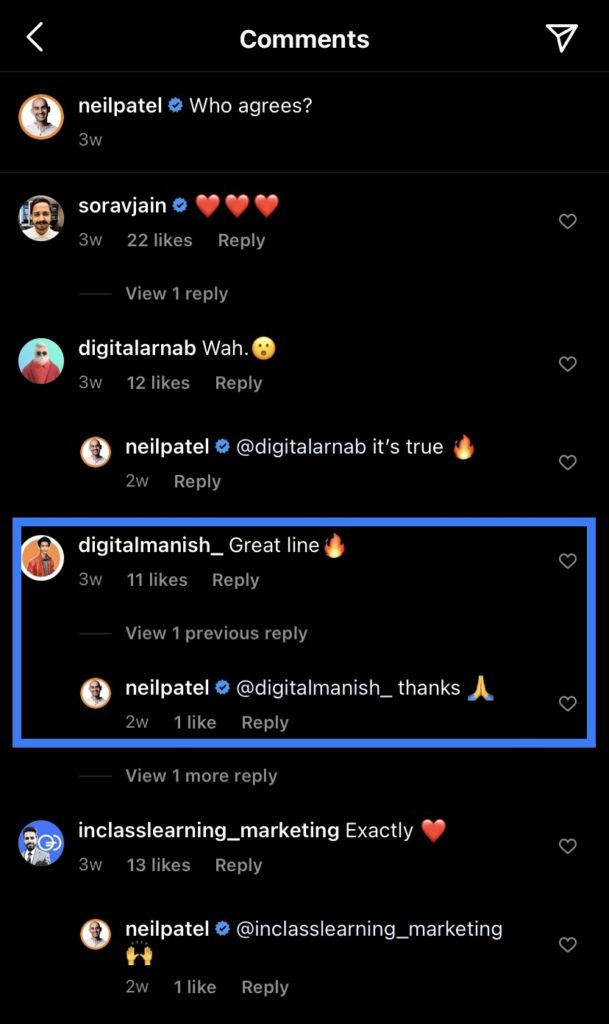 How to reply a positive comment on instagram