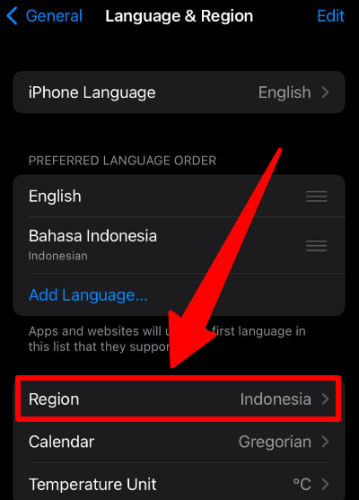 Change the region language for Instagram 