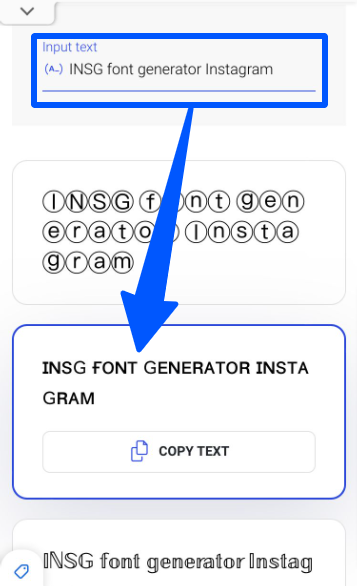 The input text box on an Instagram font generator