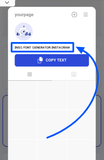 The preview page on an Instagram text generator
