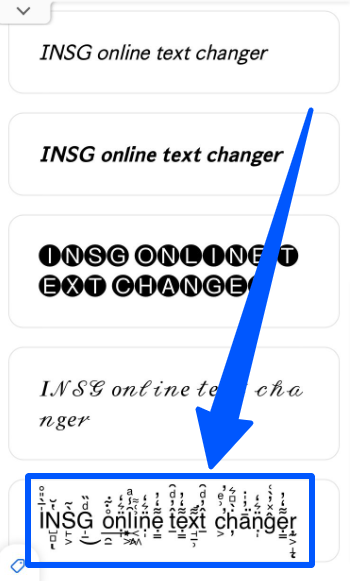 The cryptic font from an IG text generator on the options