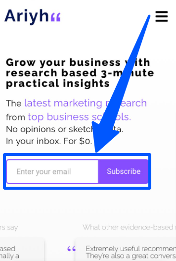 An email box to fill in information subscribing to an influencer marketing bulletin