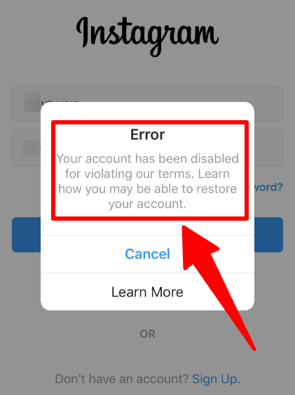 Account disabling after Instagram violation on some limits and terms