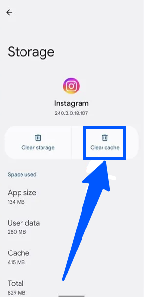 Clearing app data & cache when Instagram is not refreshing