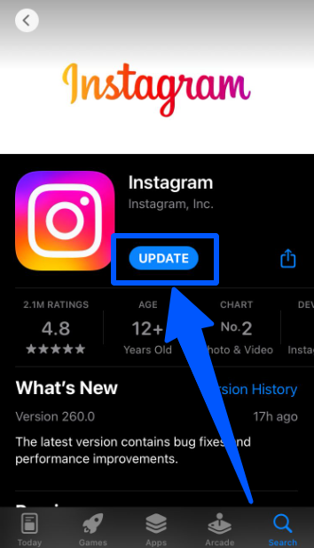 Updating the latest version when Instagram is down