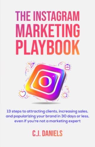 Instagram Marketing Playbook cover, a guide to attract customers & followers