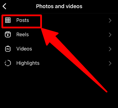 Instagram types of content to bulk delete or archive