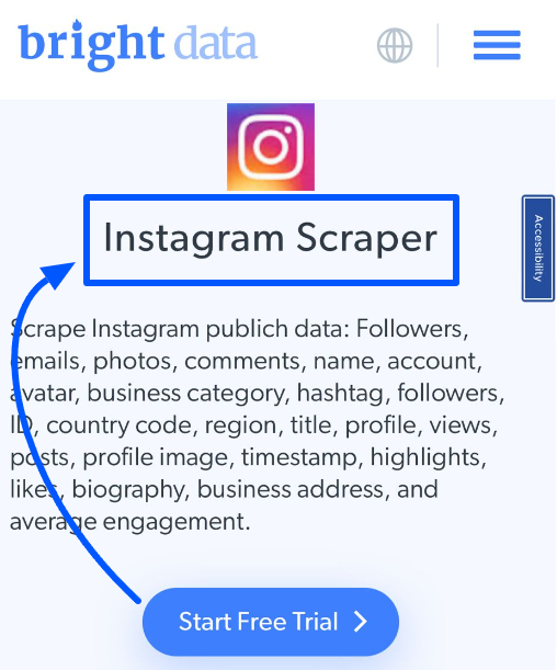 Instagram scraping data function to scrape all public data
