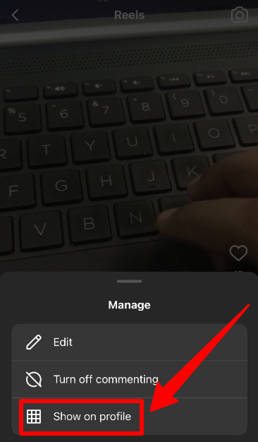 Show on profile option to unarchive Instagram Reels