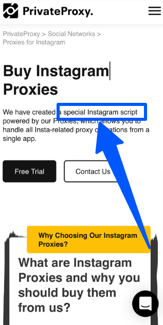 Instagram Scripted Proxies from a proxy provider