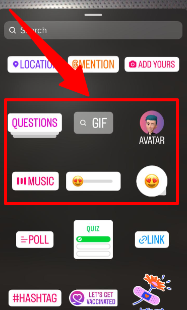 Instagram story stickers options