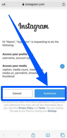 Instagram data authorization control for users