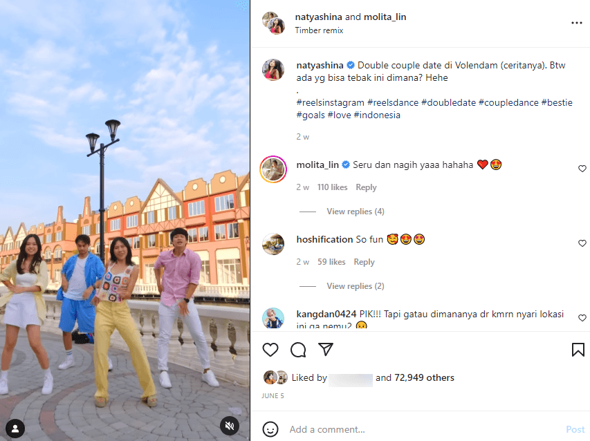 The chosen Instagram Reel that wants to be shared via desktop.