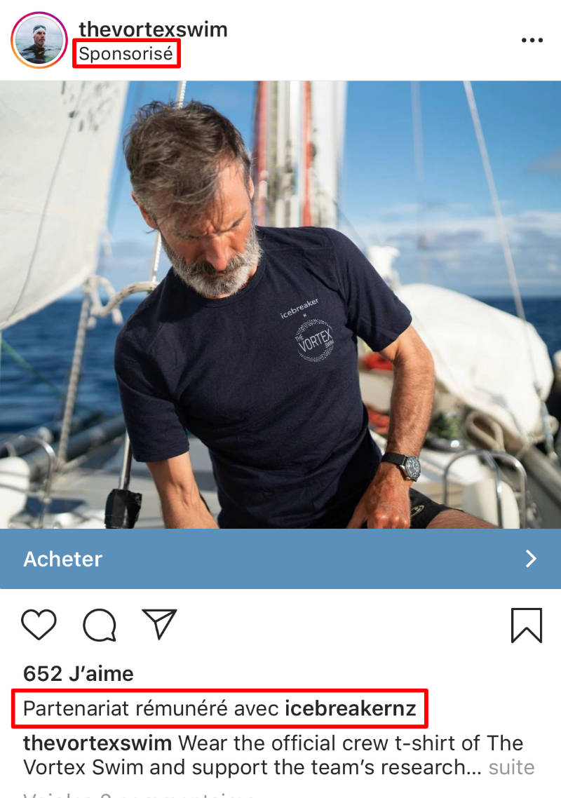 partenariat sponsorisé publicité instagram