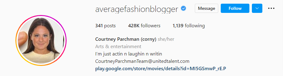 An Instagram bio with a short & simple description