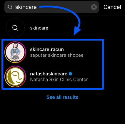 Instagram SEO search results for “skincare” who doesn’t engage with any beauty influencers