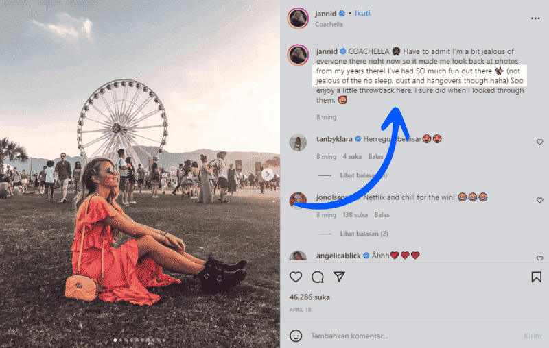 Influencers caption writing style and emojis